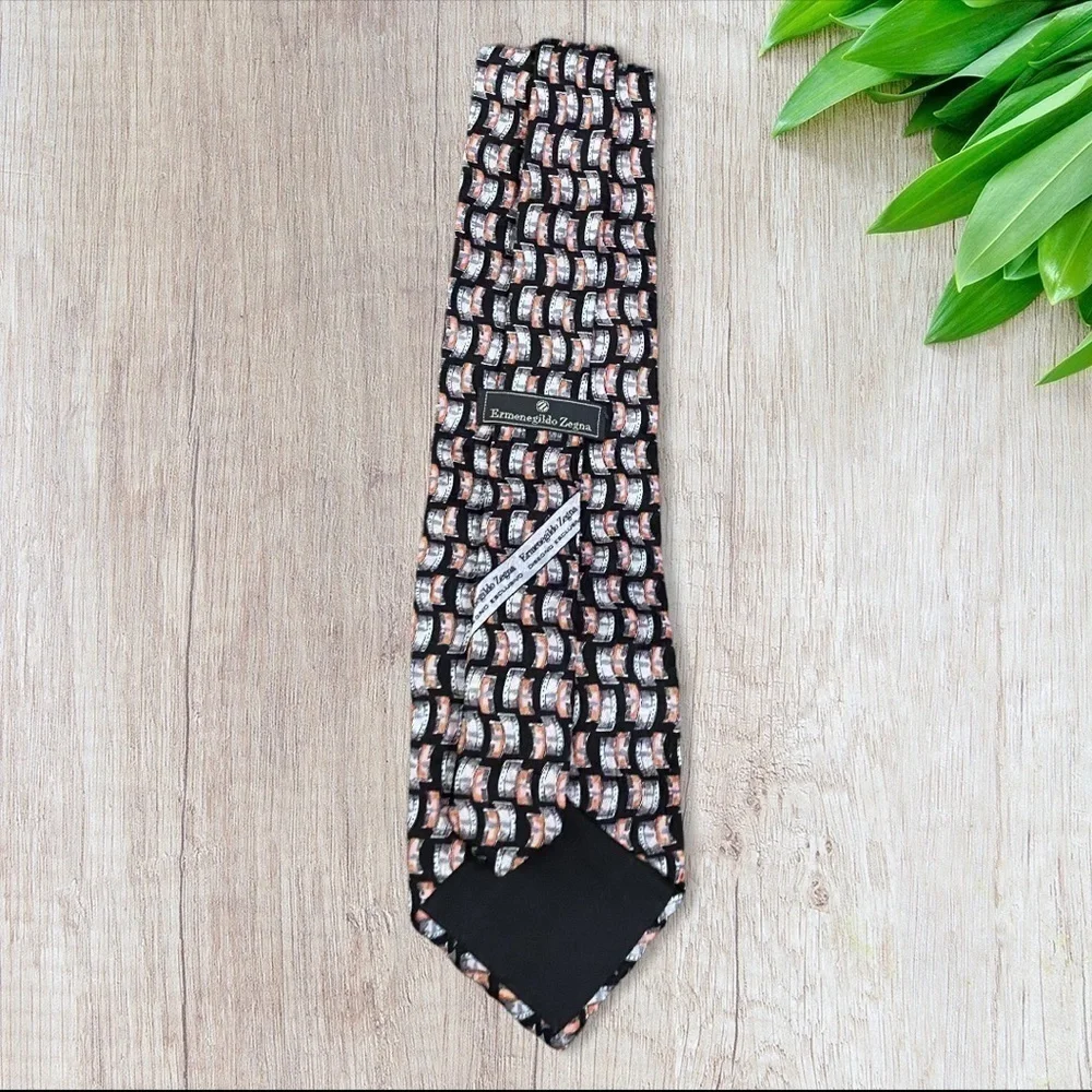 Vintage 90s Ermenegildo Zegna Tie Abstract Filmstrip Pattern
